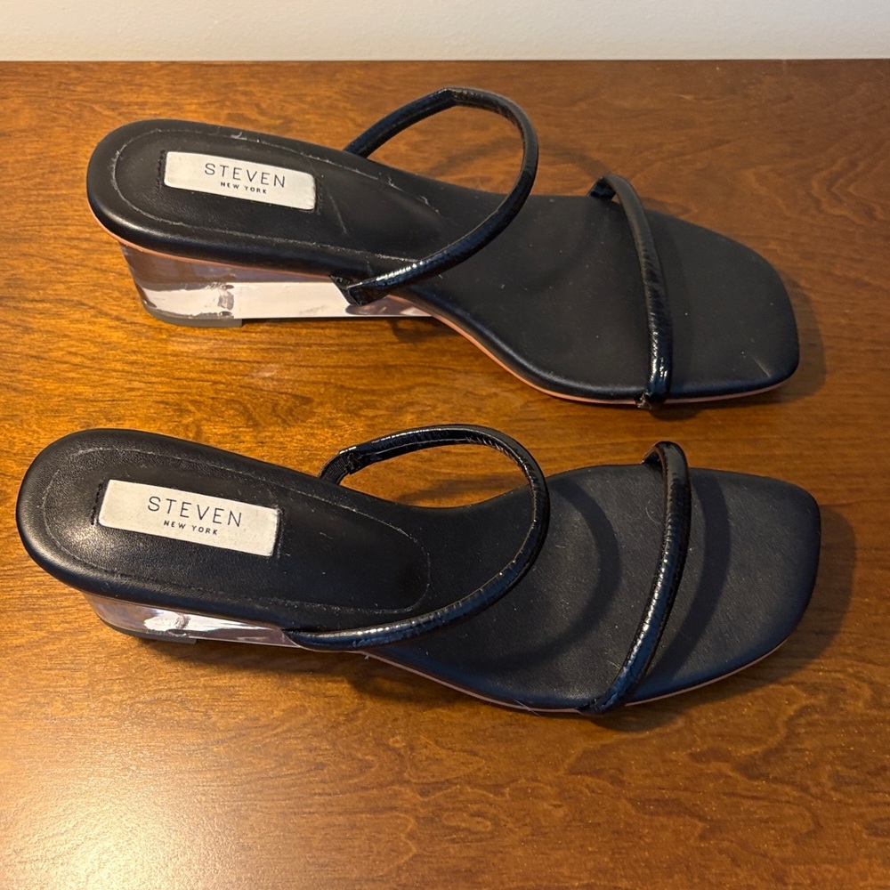 Steve Madden Black Wedges with Transparent Heel